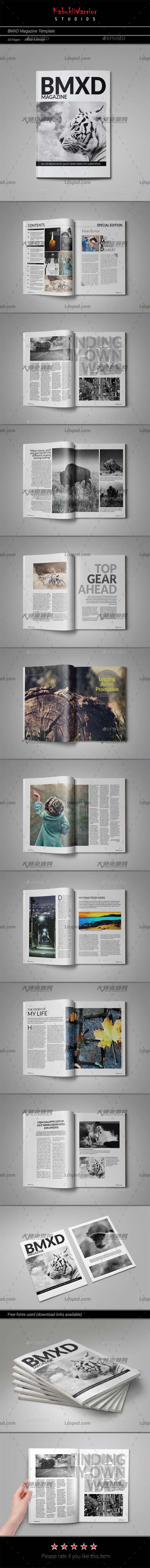 BMXD Magazine Template,indesign模板－商业杂志(通用型/20页)
